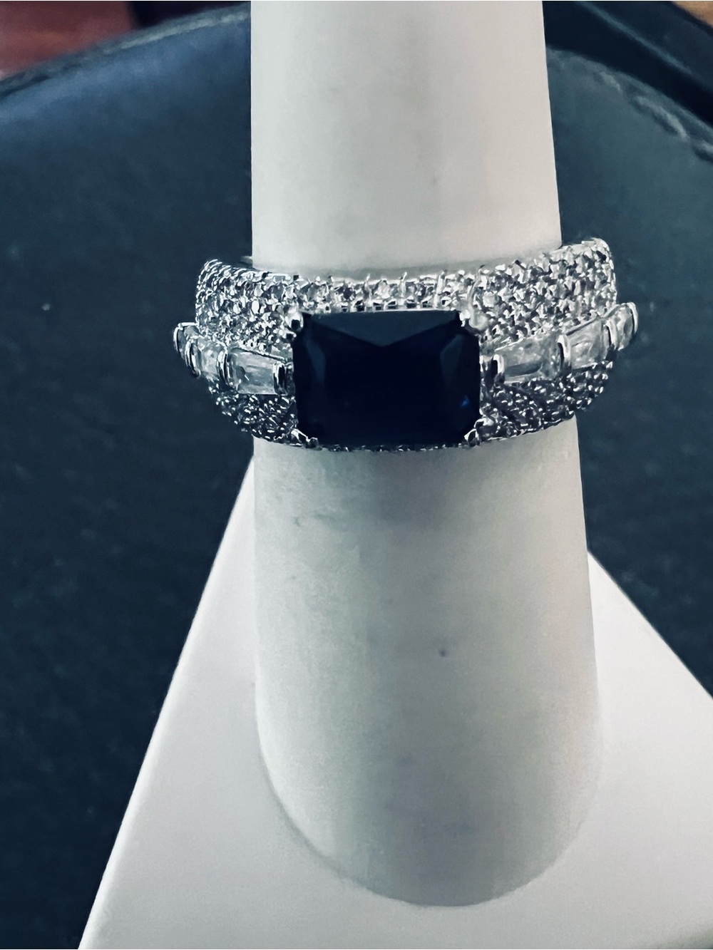 Silver Blue Stone Statement Ring